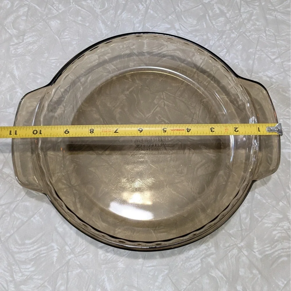 Vintage Anchor Hocking 9in Amber Glass Deep Pie Plate 1 Qt Round Baking Dish USA
